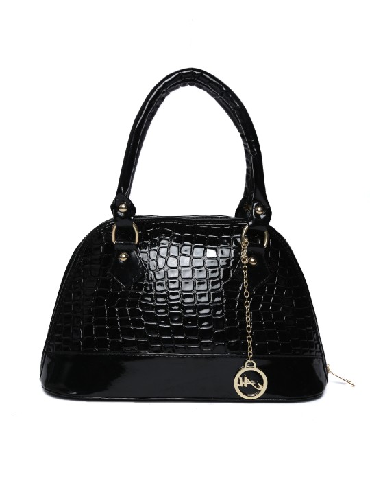 Black Croc Pattern Handheld Bag