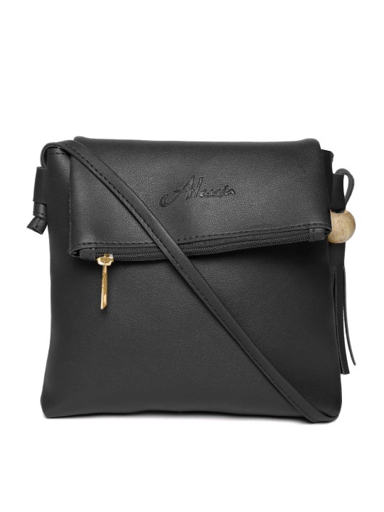 Black Solid Sling Bag