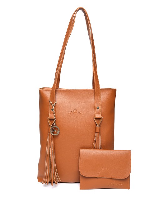 Tan Brown Solid Shoulder Bag