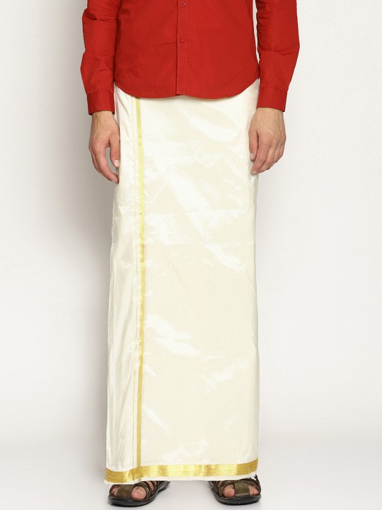 White Solid Readymade Dhoti