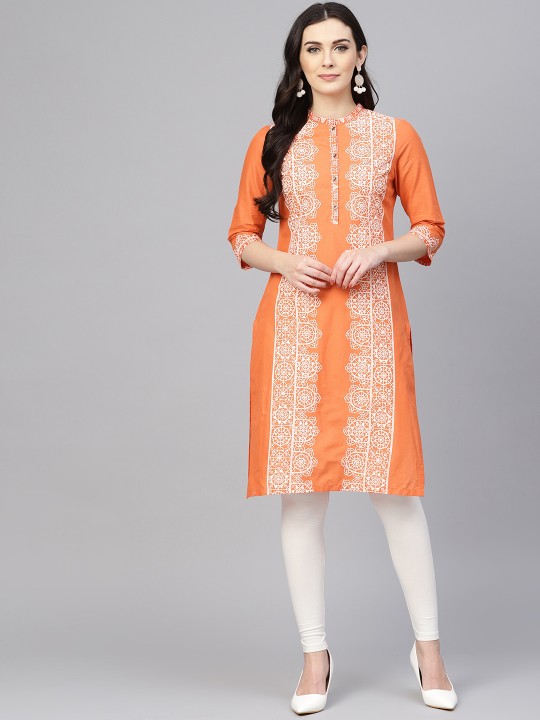 W Orange White Kurta 1