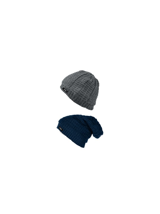 Men Set of 2 Self Design Beanies