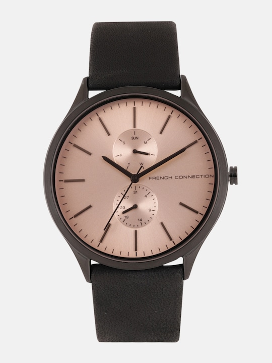 Men Rose Gold Leather Analogue Watch FC1222T