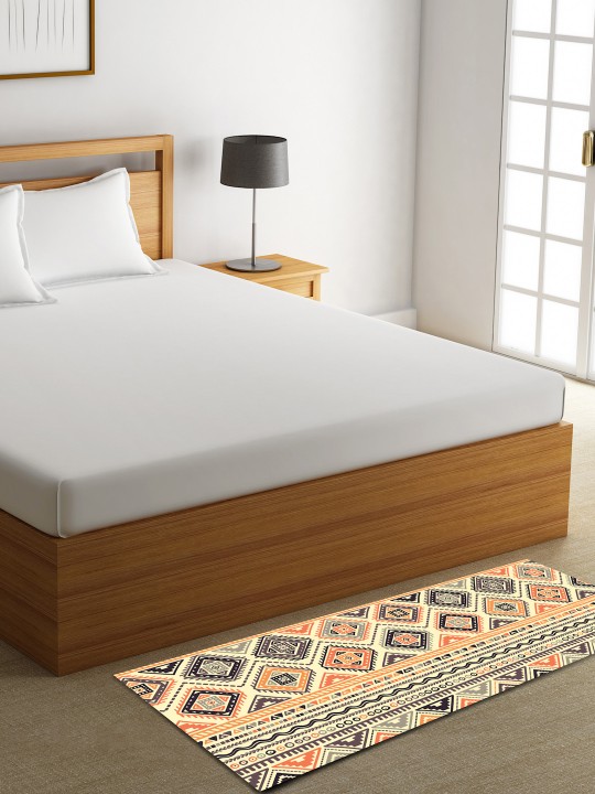 Orange & Beige Printed Floor Runner
