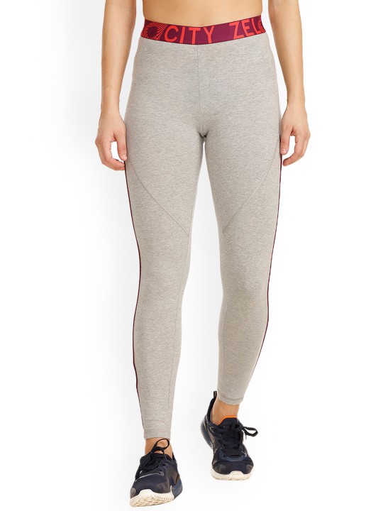 Women Grey Solid Tights S