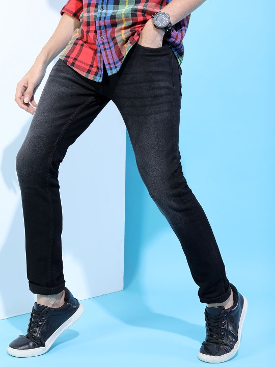 Men Black Slim Fit Mid-Rise Clean Look Stretchable Jeans Men Black Slim Fit Mid-Rise Clean Look Stretchable Jeans