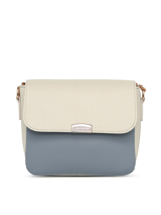 Lino Perros Blue & Off-White Colourblocked Handheld Bag