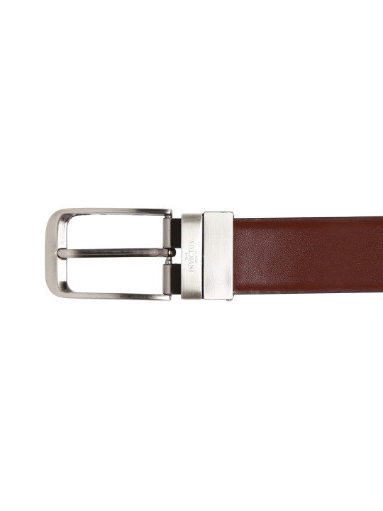 men brown & black reversible leather solid belt