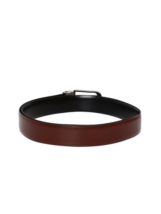 men brown & black reversible leather solid belt