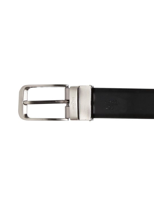 men brown & black reversible leather solid belt