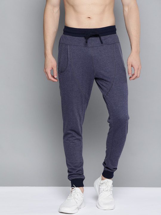 HRX by Hrithik Roshan HRX By Hrithik Roshan Men Blue Melange Solid Slim Fit Lifestyle Joggers