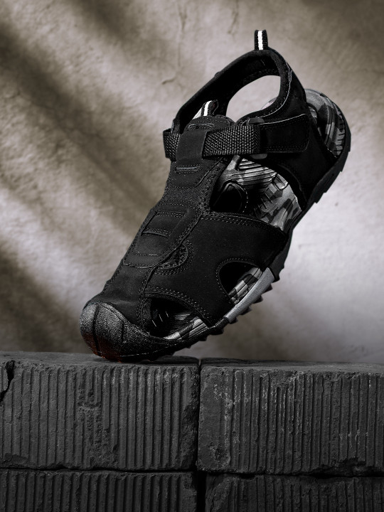 Roadster The Lifestyle Co Men Black Solid Sports Sandals