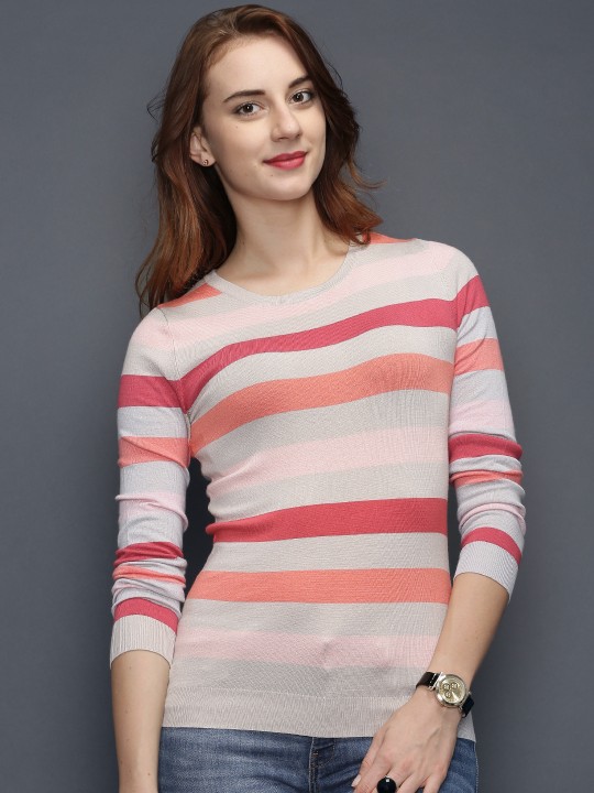 Taupe & Pink Sweater XS