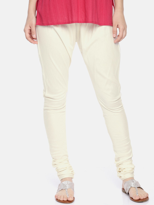 Women Cream-Coloured Solid Churidar