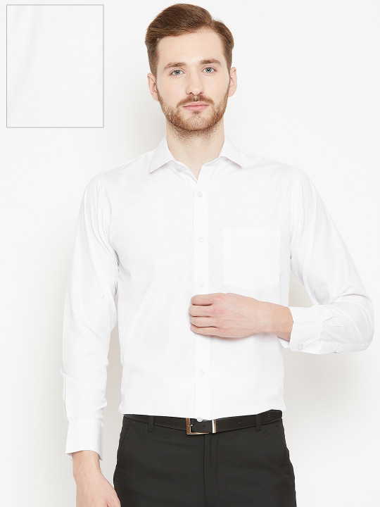 Shaftesbury London Men White Smart Slim Fit Solid Formal Shirt
