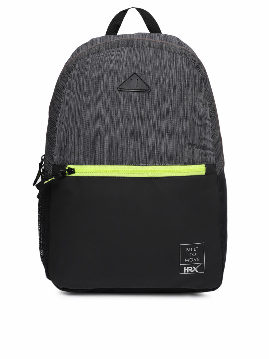 HRX by Hrithik Roshan Unisex Grey & Black Colourblocked Lifestyle Backpack