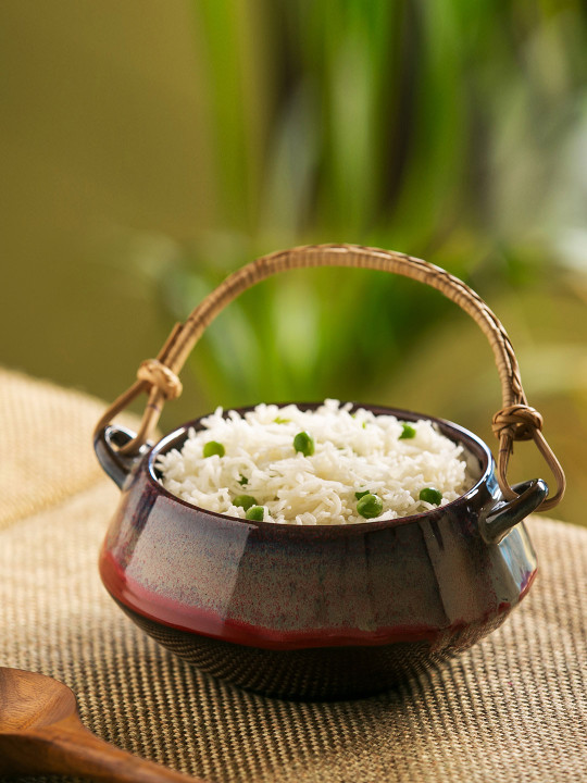 ExclusiveLane Black & Maroon Sorcery Pot Hand Glazed Ceramic Handi