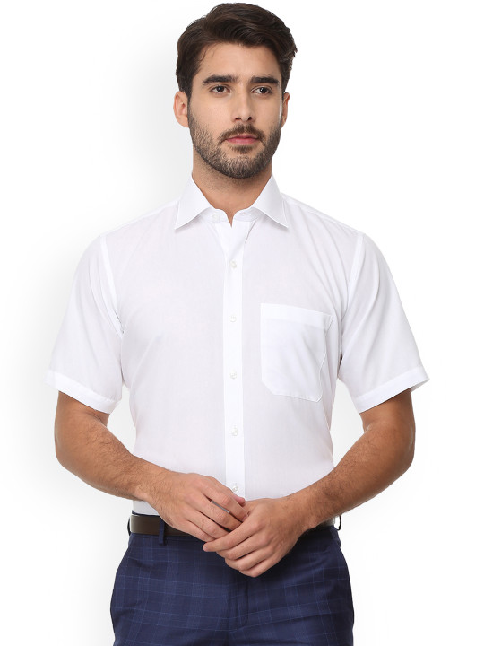 Louis Philippe Men White Regular Fit Solid Formal Shirt