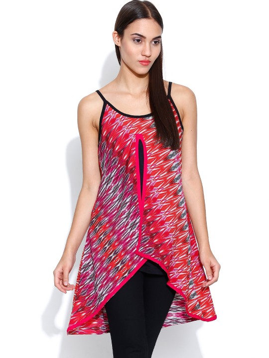 Magenta & Red Printed Tunic XS