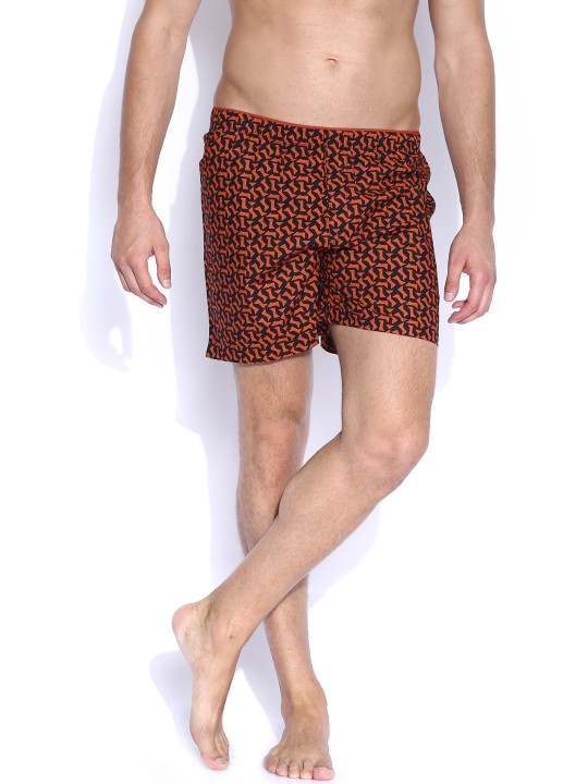 Black & Orange Printed Boxers 0024 S