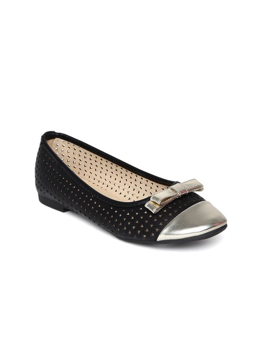 Women Black Cut-Out Ballerinas 36