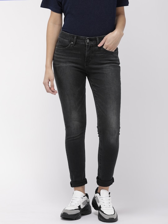 Levis Women Black Revel Shaping Skinny Fit Mid-Rise Clean Look Stretchable Jeans