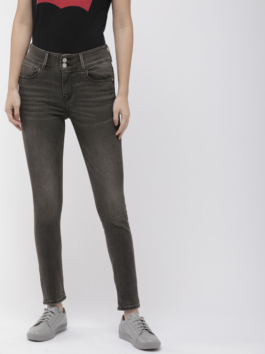 Levis Women Grey 721 Skinny Jeans Fit High-Rise Clean Look Stretchable Jeans