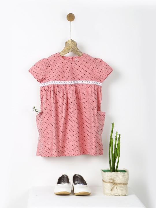 Girls Pink Printed A-Line Dress 2-3Y