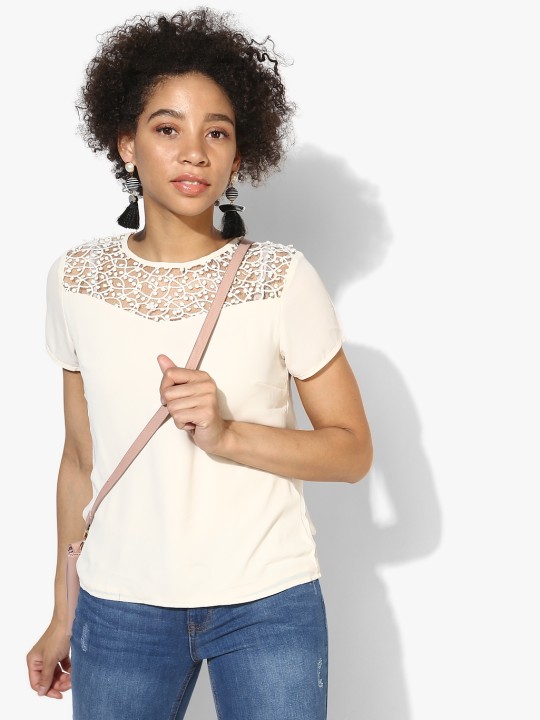 Cream Self Design Blouse