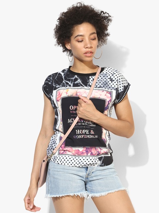 Black Printed Blouse M