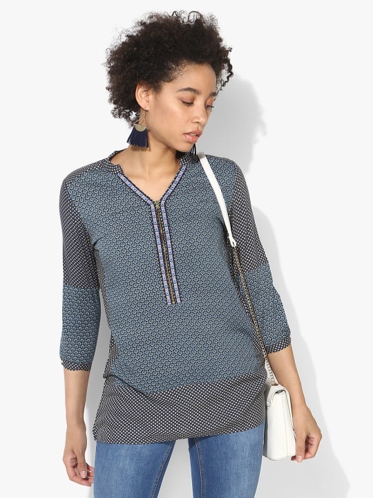 Blue Printed Blouse M