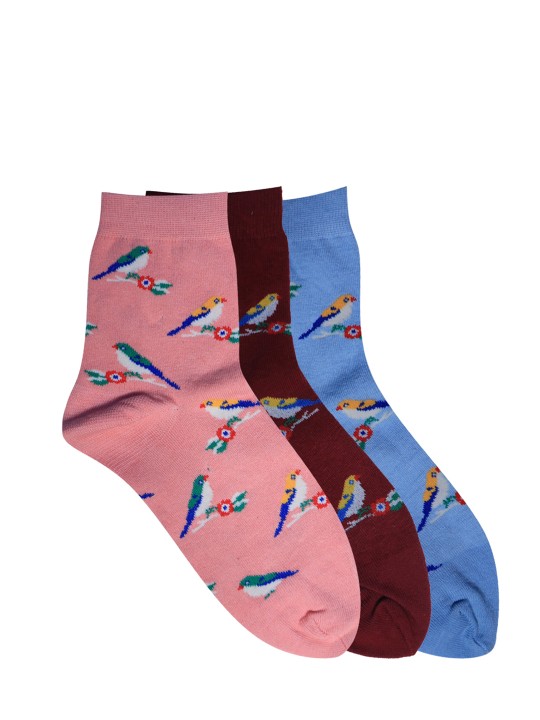 Women Pack of 3 Muticoloured Patterned Ankle-Length Socks
