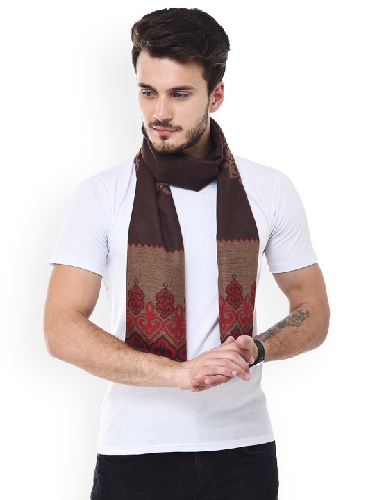 Men Grey & Blue Woven Design Muffler