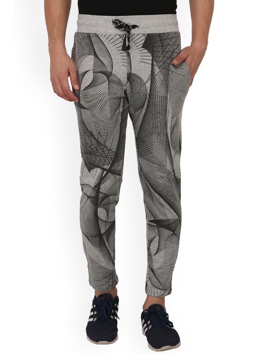 Oneliner Men's Grey Self Design Slim Fit Trackpant