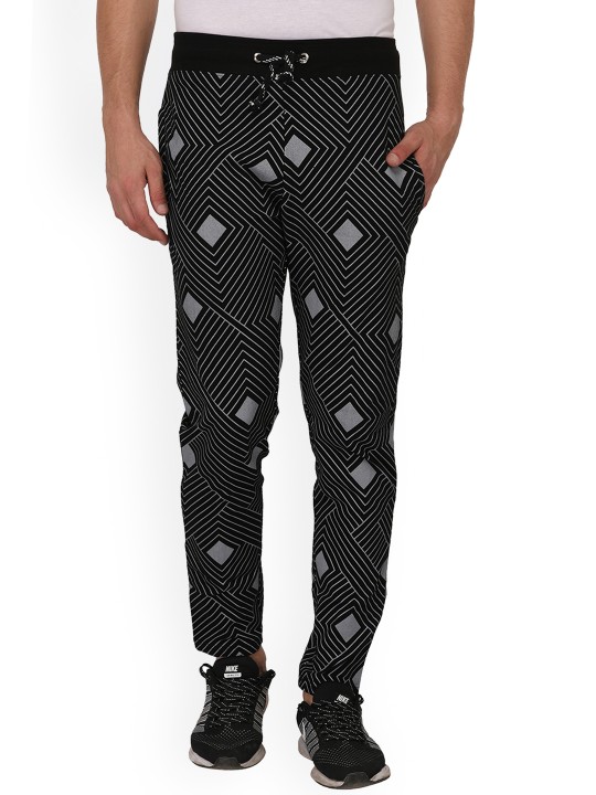 Oneliner Men's Black Geometric Slim Fit Trackpant M