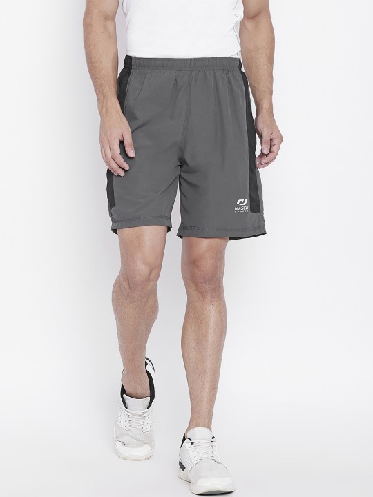 Men Grey Solid Sports Shorts 30