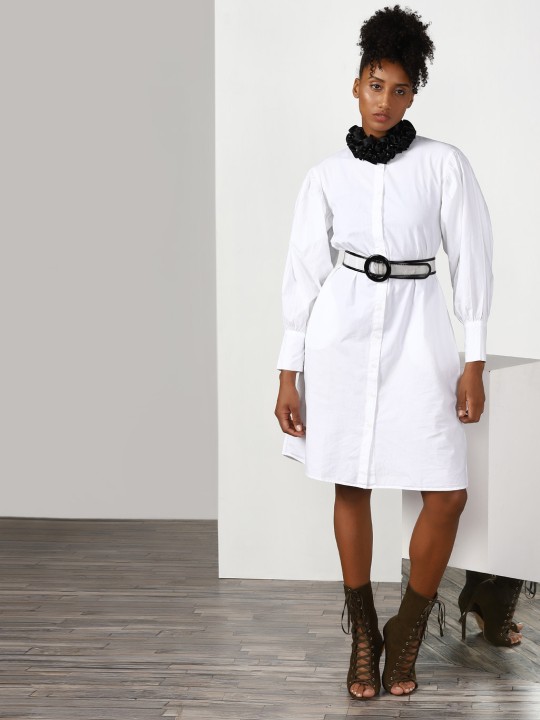 White Solid Shift Dress XS