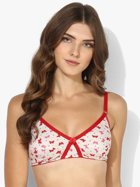 Cotton Rich Wirefree Bra- White N Print 32D