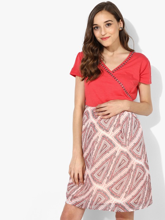 Coral Printed Maternity Shift Dress S