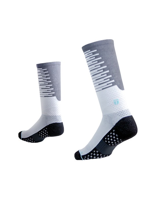 Unisex White, Grey & Black Patterned Calf-Length Socks 6
