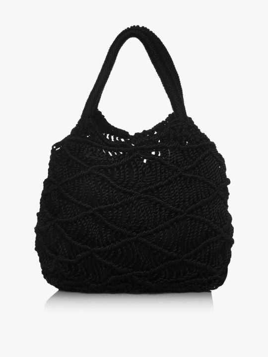 mango black solid handheld bag