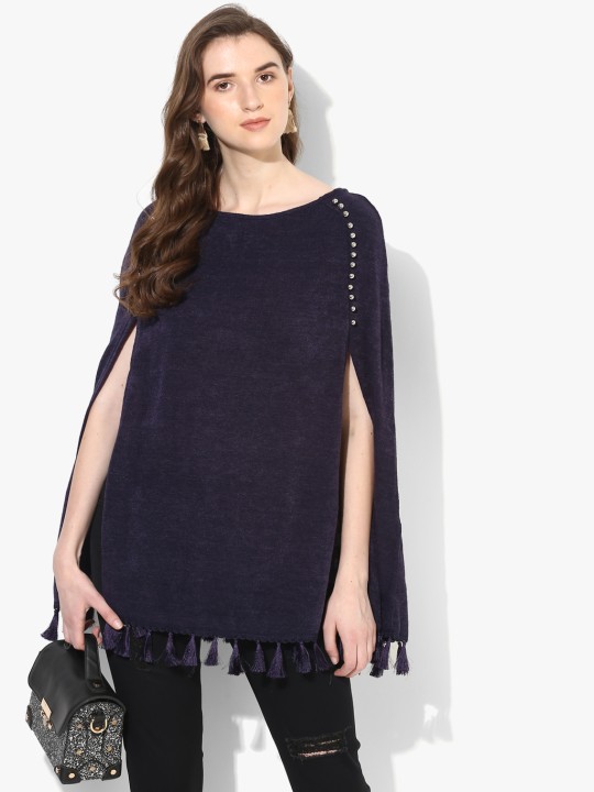 Navy Blue Embellished Blouse M
