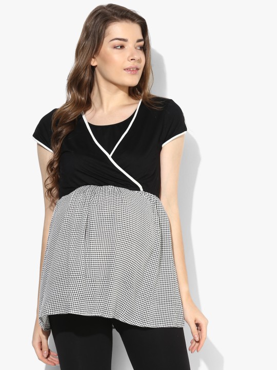 Black Printed Maternity Top S