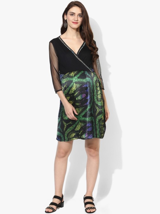 Black Printed Maternity Skater Dress S