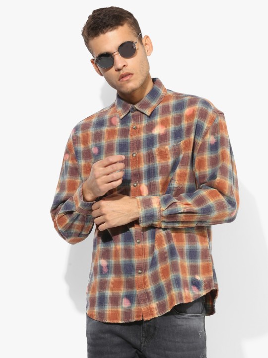 Multicoloured Checked Regular Fit Casual Shirt 36
