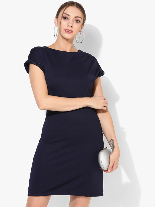 Navy Blue Coloured Embellished Shift Dress M Desertcart Seychelles