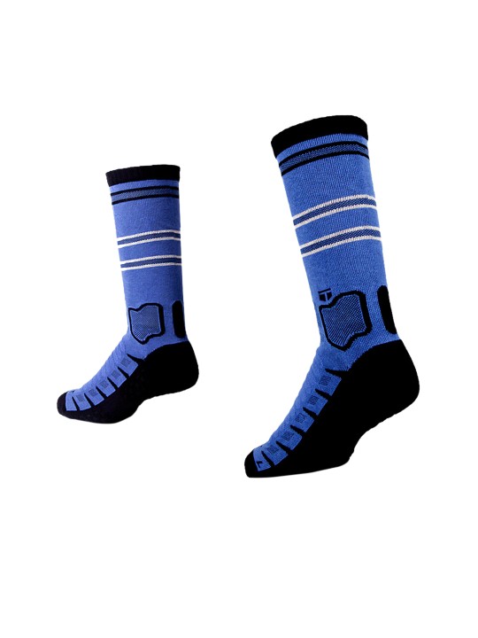 Unisex Blue & Black Patterned Calf-Length Socks 6