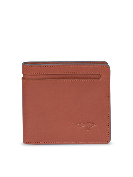 Men Tan Brown Solid Two Fold Leather Wallet