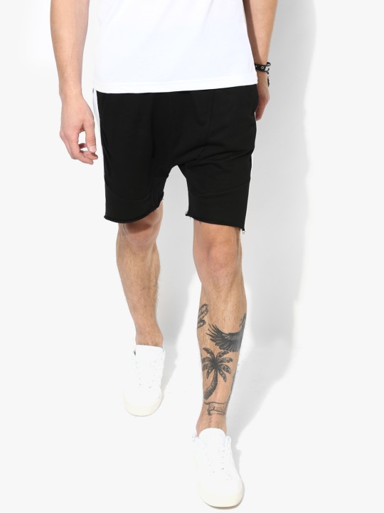Black Solid Slim Fit Shorts 28