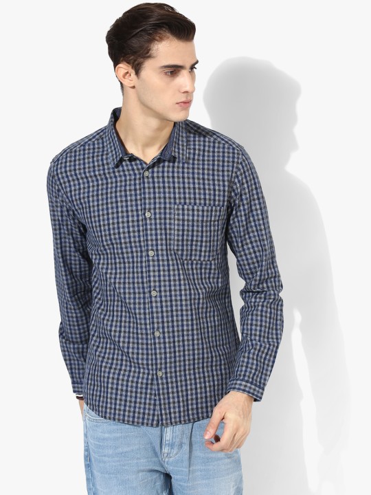 Blue Checked Slim Fit Casual Shirt 39